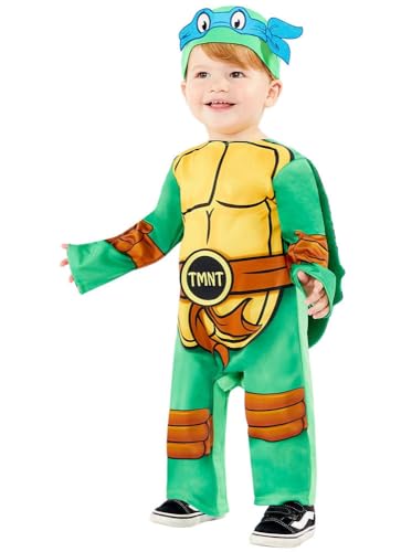 Amscan - Baby-Kostüm Teenage Mutant Ninja Turtles, Overall, gepolsterter Panzer, Mütze, 4 Augenmasken, Superhelden, TMNT, Schildkröte, Motto-Party, Karneval, Grün Amscan - Baby-Kostüm Teenage Mutant Ninja Turtles, Overall, gepolsterter Panzer, Mütze, 4 Augenmasken, Superhelden, TMNT, Schildkröte, Motto-Party, Karneval, Grün von amscan