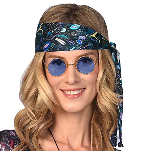 amscan 9909446-1970er Jahre Hippie Blaue runde Brille Fasching Zubehör von amscan