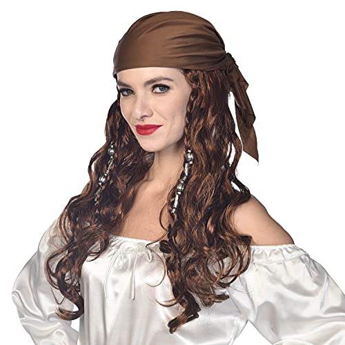 Long Pirate Wig Bandana Brown Long Pirate Wig Bandana Brown von amscan