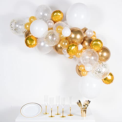 (Fix 1/1) Gold & White DIY Latex Balloon Arch Garland Kit - 66 Pieces von amscan