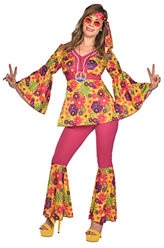 (PKT) (9910806) Adult Ladies Hippie Peace Costume (UK 10-12) von amscan