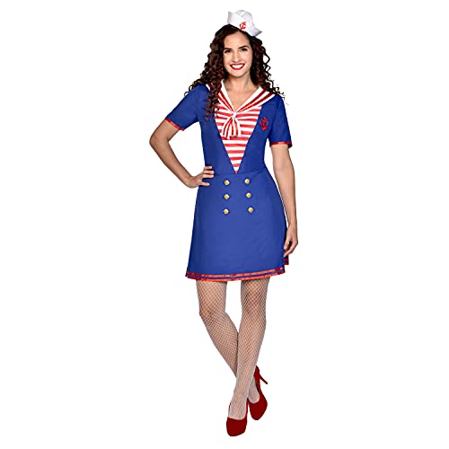 amscan Damen-Kostüm-Set, Matrosenlady, Größe 44-46, Marineblau, Rot und Weiß von amscan