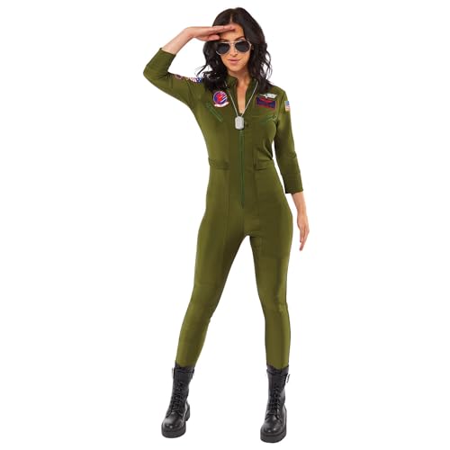 amscan 9913309 Top Gun Maverick Piloten-Overall für Erwachsene, Pilotenkostüm, Fliegerfahrt, Größe 38-40 von amscan