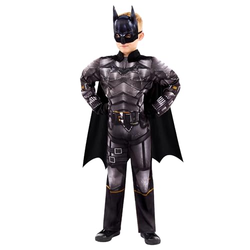 amscan 9913365 – Offizielles Lizenzprodukt des Batman-Films, klassisches Kinder-Kostüm, Alter: 8–10 Jahre, Schwarz von amscan