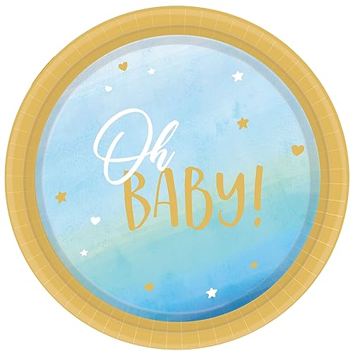 amscan 8 Teller Oh Baby Boy rund Papier 23 cm von amscan