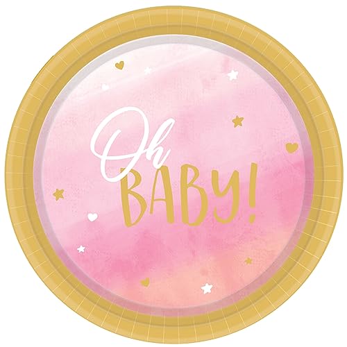 amscan 9913896-8er-Pack Geburtstagsteller „Oh Baby Girl“, rund, aus Papier, 23 cm amscan 9913896-8er-Pack Geburtstagsteller „Oh Baby Girl“, rund, aus Papier, 23 cm von amscan