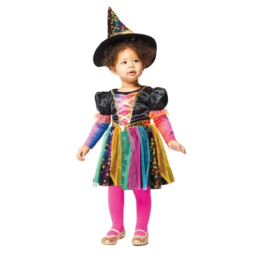 amscan 9914799 - Kleinkind Mädchen Regenbogen Hexe Halloween Kostüm Alter: 12-18 Monate von amscan