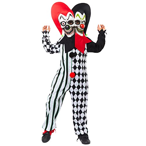 amscan 9917859 Jungen Halloween Zwei Gesichter Narr Clown Kostüm Multi, 8-10 Jahre von amscan