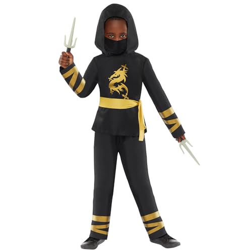 amscan 9918387 - Boys Warrior Gold Ninja Kids Fancy Dress Costume Age: 10-12yrs von amscan