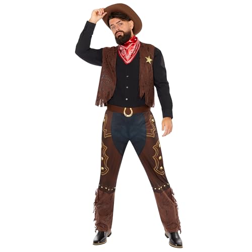amscan 9918993 Herren Kostüm Welttag Western Cowboy Erwachsene (Brustumfang 101,6 cm) von amscan