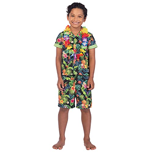 amscan Hawaii Kostüm für Jungen - Schwarz Bunt | Südsee Kinderkostüm | Gr. 10-12 Jahre von amscan