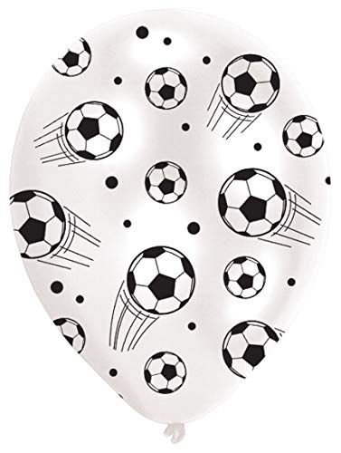 Amscan INT995704 - Latexballons Fußball, 6 Stück, Größe circa 27,5 cm, WM, EM, Public Viewing, Kindergeburtstag, Weiß von amscan