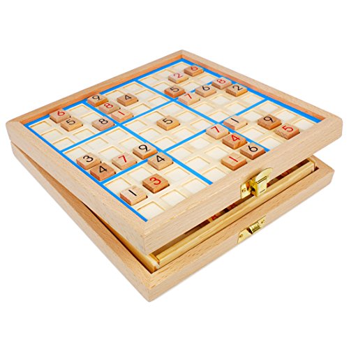 Andux Zone Sudoku Brett Kasten 3-in-1 hölzerne Zahl Platz Spielzeug SD-03 (Blau) von Andux