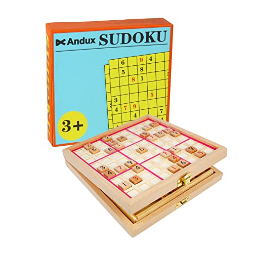 Andux Zone Sudoku Brett Kasten 3-in-1 hölzerne Zahl Platz Spielzeug SD-03 (Rosa) von Andux