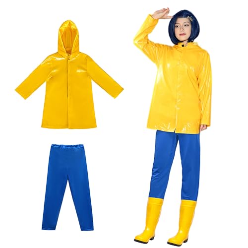 animacoser Coraline Kostüm Damenüm Gelber Regenmantel Mit Blauer Hose Kostüm Verkleidung Für Karneval Und Halloween animacoser Coraline Kostüm Damenüm Gelber Regenmantel Mit Blauer Hose Kostüm Verkleidung Für Karneval Und Halloween von animacoser