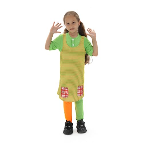 animacoser Langstrumpf Kostüm für kinder Mit T-Shirt & Schürze & Langstrumpf - Outfit für Halloween Faschingskostüm, Mottoparty & Mehr von animacoser