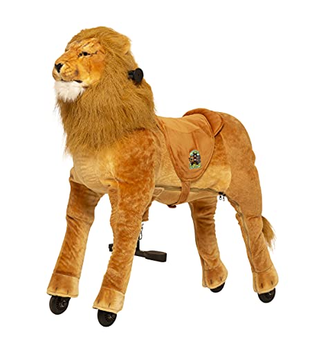 Animal Riding Reittier Löwe „Shimba“ X-Large (für Kinder ab 8 Jahren, Farbe braun, Sattelhöhe 80 cm, mit Rollen) ARL006L von animal riding