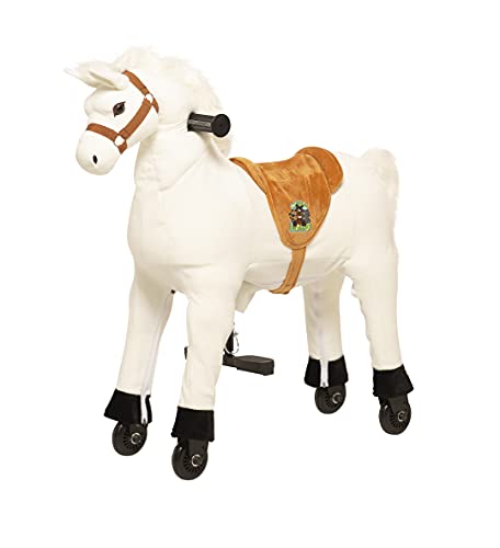 animal riding Reitpferd Snowy (für Kinder ab 3 Jahren, Sattelhöhe 56 cm, mit Rollen) ARP011S, Weiß, S von animal riding