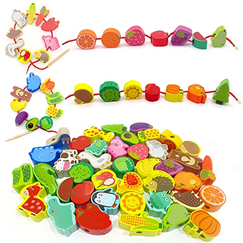 anshuke Holzspielzeug Fädelspiel Lernspielzeug, 42 Stück Obst Tiere Gemüse Fädelperlen, Holzperlen Einfädeln Spielzeug, Montessori Pädagogisches Lernspielzeug Geschenke für 3-5 Jahren Kleinkinder anshuke Holzspielzeug Fädelspiel Lernspielzeug, 42 Stück Obst Tiere Gemüse Fädelperlen, Holzperlen Einfädeln Spielzeug, Montessori Pädagogisches Lernspielzeug Geschenke für 3-5 Jahren Kleinkinder von anshuke