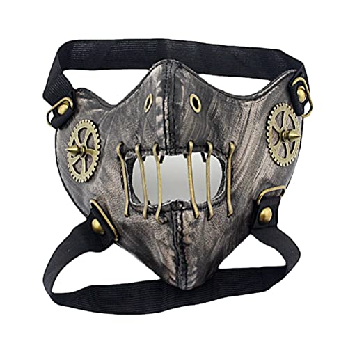 ansu Steampunk-Maske, Gothic, Herren/Damen, Punk-Ausrüstung, Nieten, halbes Gesicht, Halloween, Cosplay, Schwarz, L ansu Steampunk-Maske, Gothic, Herren/Damen, Punk-Ausrüstung, Nieten, halbes Gesicht, Halloween, Cosplay, Schwarz, L von ansu