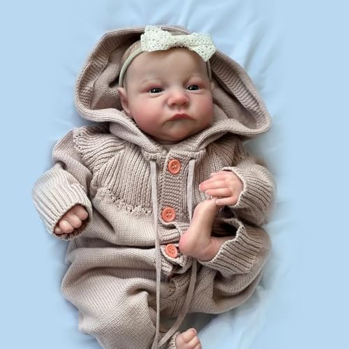 antboat 19 Zoll Reborn Puppen - Realistische Babypuppe mit blauen Augen aus weichem Silikon-Vinyl, Spielzeug für Kinder ab 3 Jahren von antboat