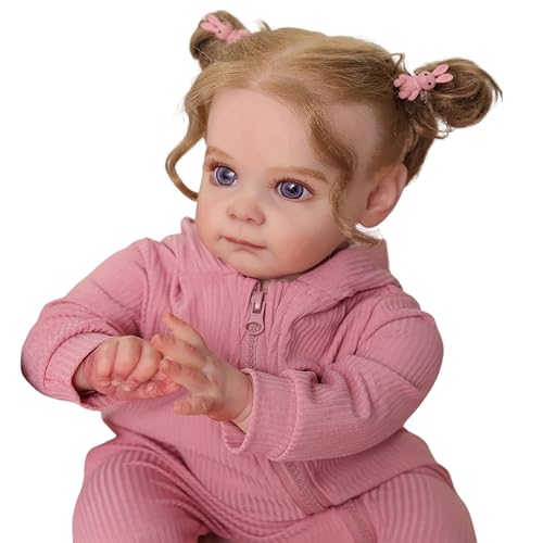antboat 24 Zoll Lebensecht Babypuppe Reborn Babys Puppen Realistische Reborn Mädchen Silikon Puppe 60 cm Kinder Spielzeug Geschenke Magnetischer Schnuller von antboat