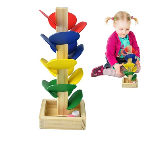 Klangbaum,Klangturm,Montessori Regenbogen Murmel Holzturm,Kugelbahn Baby,Regenbogen Murmel Holzturm,Kugelbahn ab 3 Jahr Motorikspiel für Kinder von anyìshwu