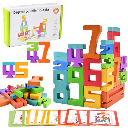 anyìshwu zahlenbausteine,Holz zahlenblock,Zahlenblöcke aus Holz,Montessori Zahlen,Digitales Baustein-Spielzeugset aus für Kinder von anyìshwu