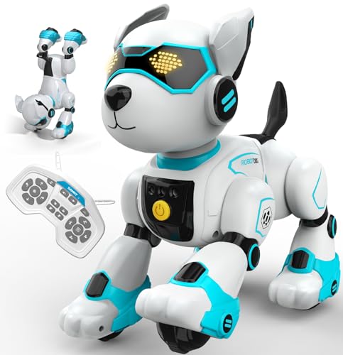 anysun Roboter Hund, Roboter Hund Kinder Wiederaufladbar, Interaktives Programmierbares Roboter Hundespielzeug, Sprachbefehle, Fernbedienung, Berührungssensor, Jungen, Mädchen von anysun