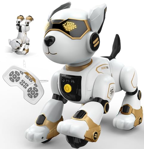 anysun Roboter Hund, Roboter Hund Kinder Wiederaufladbar, Interaktives Programmierbares Roboter Hundespielzeug, Sprachbefehle, Fernbedienung, Berührungssensor, Jungen, Mädchen von anysun