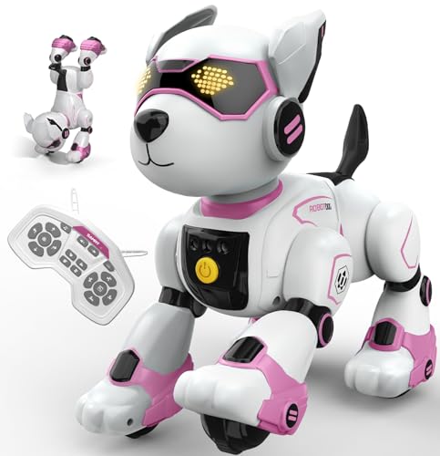 anysun Roboter Hund, Roboter Hund Kinder Wiederaufladbar, Programmierbares Roboterhund Spielzeug mit Sprachbefehle, Fernbedienung und Berührungssensor Geschenk für Jungen, Mädchen von anysun