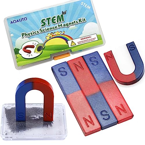 Physikalische Wissenschaften Kinder Magnet-Set Bildung Experiment Schulen für Haushalte, einschließlich Kinder Schüler Lehrer mit Puzzle-Streifen Magneten/Hufeisen Magneten/Magnetpulver von aoauto