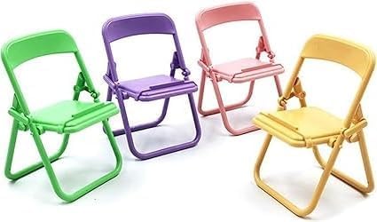 4 x faltbare Mini-Stühle – niedliche, winzige, faltbare Telefonhalter, Miniatur-Möbel, Handy-Ständer im Maßstab 1:6 von aoukoslt