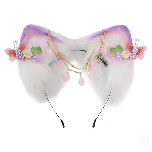 apughize Oster-Kätzchen-Ohren Cosplay Haar mit Blume Frau für Live-Übertragung, Cartoon, Karneval, Haarband für Frauen, schöne Cartoon-Ohrform, dekoratives Haar von apughize