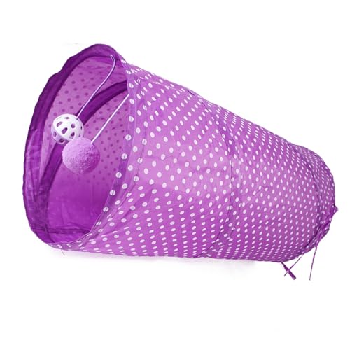 Cat -Tunnelspielzeug Zusammenklappbar Interaktive Safe -Punkt -Muster -Versteck Kätzchen -Röhrenspielzeug für Welpenorange (Purple) von aqxreight