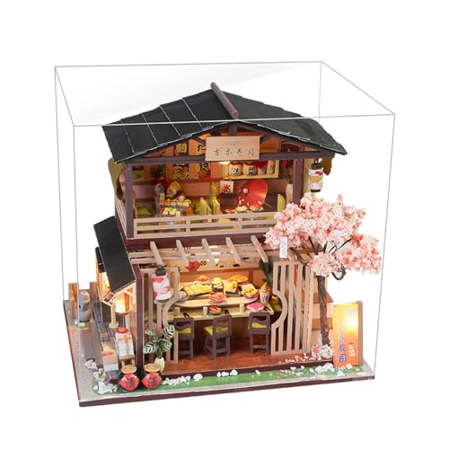 DIY Miniatur Sushi Shop Kit für und Erwachsene - Japanische Holzmodellbaugruppe mit LED -Leuchten DIY Miniatur Sushi Shop Kit für und Erwachsene - Japanische Holzmodellbaugruppe mit LED -Leuchten von aqxreight