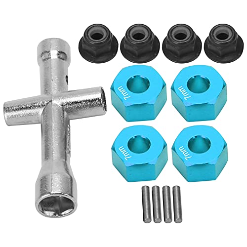 aqxreight 12mm Rad Hub -Hub -Adapter 7 Mm Dicker M4 Flanschverriegelungsnüsse Schraubenschlüssel für 1/10 RC Auto (Blue) von aqxreight