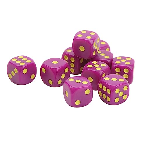 aqxreight 20pcs 16mm Abgerundete Eckwürfäle 6 -seitig -Spiel Würfel für Table Brettspiele Math Games Yellow Red Dots (Lila gelbe Punkte) von aqxreight