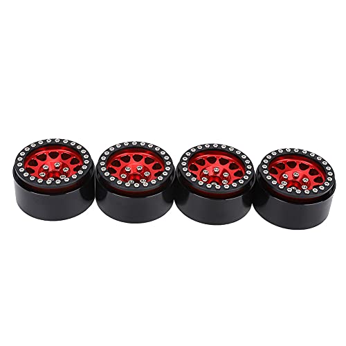aqxreight 4PCS 110 RC Crawler Car Metall Wheel Wheel Hub Car Tire Fit für Axial SCX10 / SCX10II / 90046/90047 Schwarz und Rot (Schwarz Rot) von aqxreight
