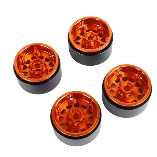 aqxreight 4PCS 110 RC Crawler Car Metall Wheel Wheel Hub Car Tire Fit für Axial SCX10 / SCX10II / 90046/90047 Schwarz und Rot (schwarzes Gold) von aqxreight