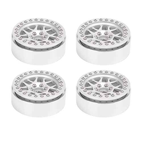 aqxreight Aluminiumlegierung RC Car Wheel Hub 2,2 Zoll RC Beadlock Wheels Rims für 1/10 Fernbedienungsauto Silber (Silver) von aqxreight