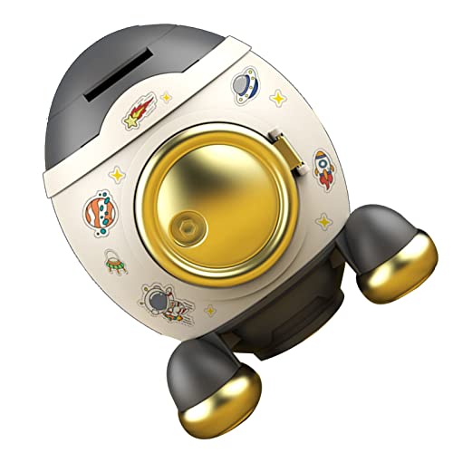 aqxreight Cartoon Space Bank Bank Sparen Jar Boys Mädchen Luxuriöses Graues Gold A is für und Desi Space Bankrocket Bankcartoon Bankcartoon Bankkids Bankpiggy (Luxuriöses Graugold) von aqxreight
