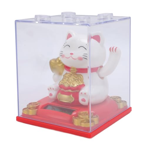 aqxreight Charming Solar Weaving Cat Automatic Weaving Arm Lucky Cat Statue für Haus- und Bürodekoration (White) von aqxreight