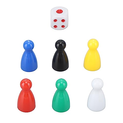 aqxreight Multicolor-Schachstücke und Würfel-Set für Brettspiele und Bildungsspiel mit 30 Teilen und 5 Sechsseitigen Ziaschen von aqxreight