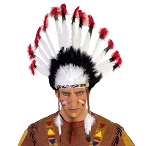aqxreight Native Chief Kopfschmuck Cosplay Indisches Kostüm Künstliche Federkleid Kopfbedeckung Accessoires für Erwachsene und Herren für Einen Heimathäuptling Kopfschmuck (Sortierte Farbe) von aqxreight