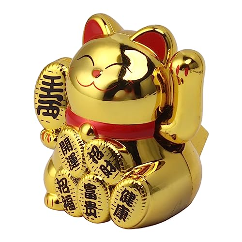 aqxreight Solar Powered Weaving Lucky Cat Gold Figur für Heimauto und Bürodekoration (Gold) von aqxreight