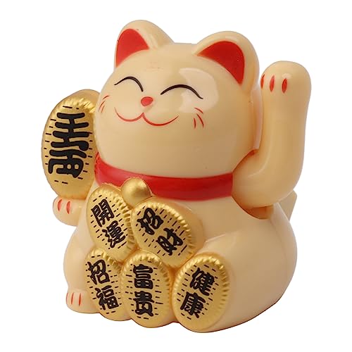 aqxreight Solar Powered Weaving Lucky Cat Gold Figur für Heimauto und Bürodekoration (Yellow) von aqxreight