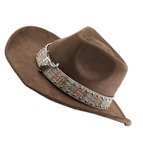 Wildlederhut im Westernstil, modisch, Partykleid, Hut, Damen, modischer Denim-Hut für Festivals, Kostümpartys Wildlederhut im Westernstil, modisch, Partykleid, Hut, Damen, modischer Denim-Hut für Festivals, Kostümpartys von arenmi