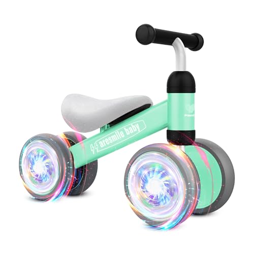 aresmile baby Laufrad ohne Pedale für Kinder ab 1 Jahr, Lauflernhilfe für Babys von 10 bis 24 Monaten, LED-Räder, erstes Fahrrad (Mint) von aresmile baby