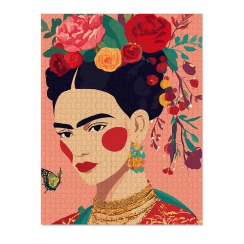 artboxONE-Puzzle M (266 Teile) Floral Frida Kahlo Illustration floral - Puzzle Flowers Feminism Flowers von artboxONE